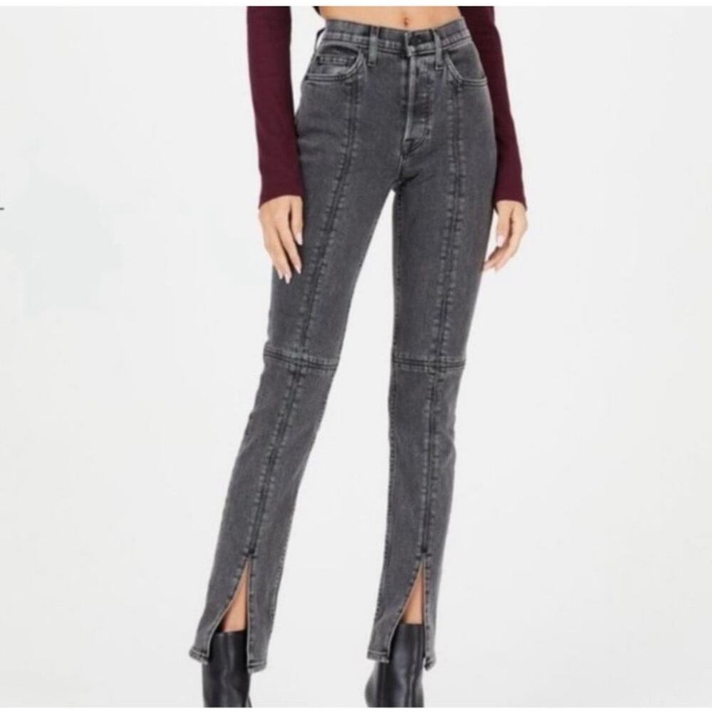 Cotton Citizen Vicki High Rise Button Fly Spit Leg Gray Jeans Sz 25